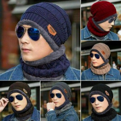 Winter scarf Beanie Hat For Men Winter Scarf Cap Knitted Hat Women Thick Wool Neck foulard Cap Mask Bonnet Hats