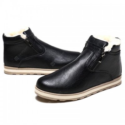 Male Plus Velvet Warm Winter Boots Casual Simple Stylish Shoes Zipper