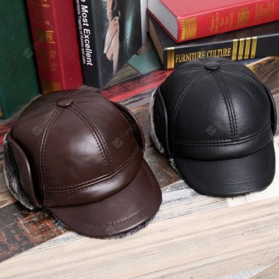 Leather Hat Men's Winter Warm Plus Velvet Thickened Leather Duck Tongue Small Winter Hat Ear