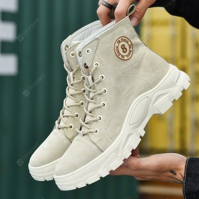 Men Desert Boots Korean Trend Outdoor Increased Heavy-bottomed Warm Cotton Leisure Men Shoes